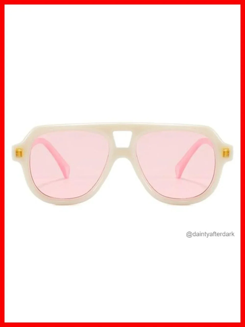 Retro Double Bridge Pilot Sunglasses with Gradient Clear Lens UV400